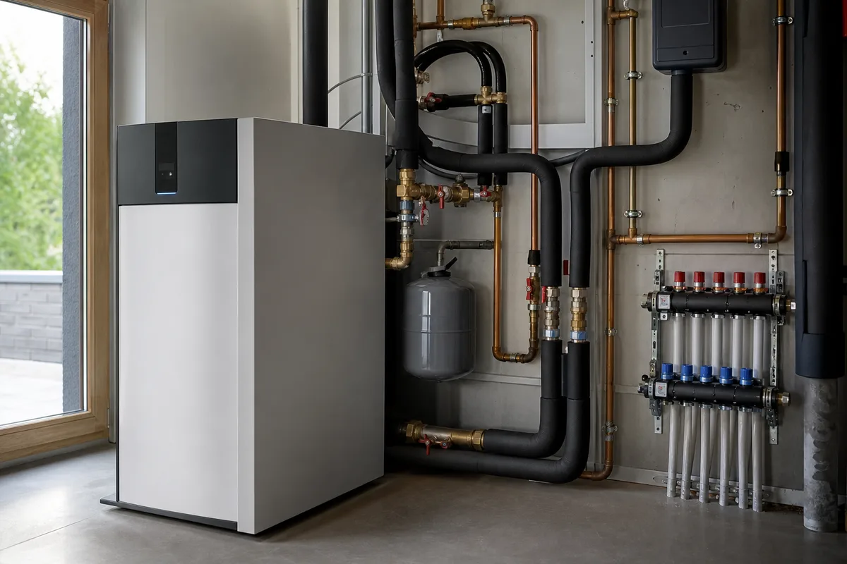 Module intérieur d’une pompe à chaleur air-eau raccordé au circuit de chauffage